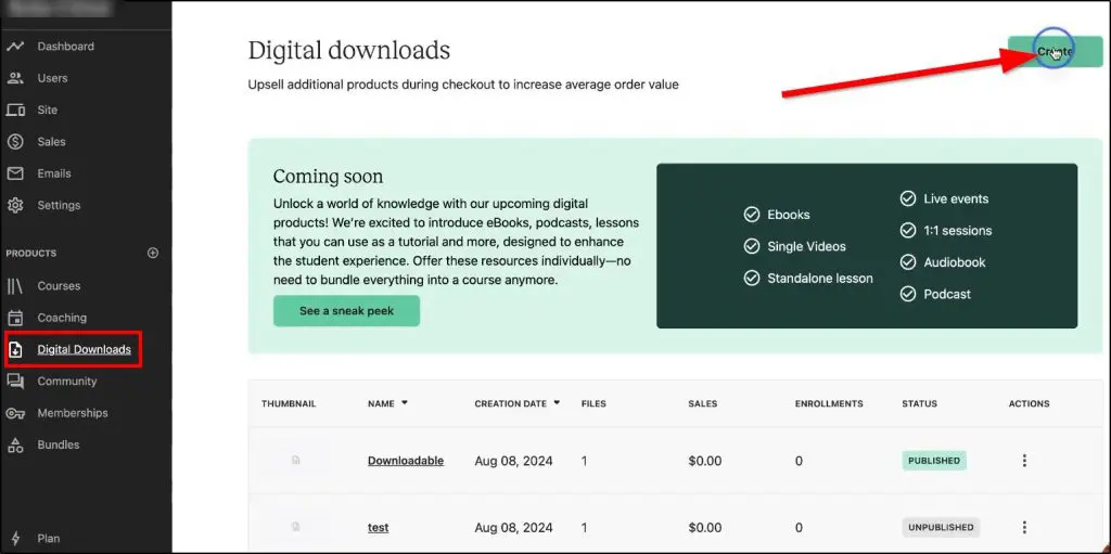 teachable digital downloads