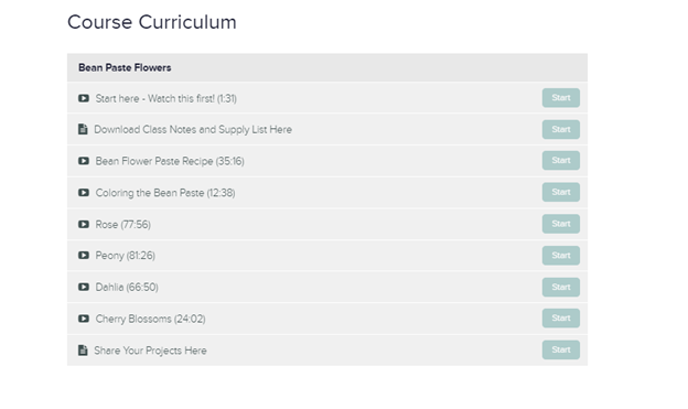 Teachable course curriculum page