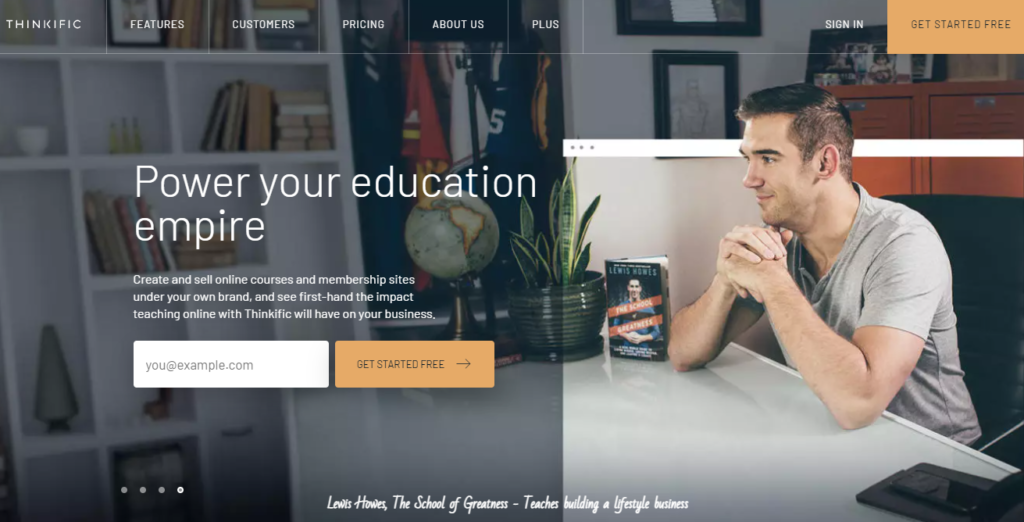 Thinkific website - get started free page