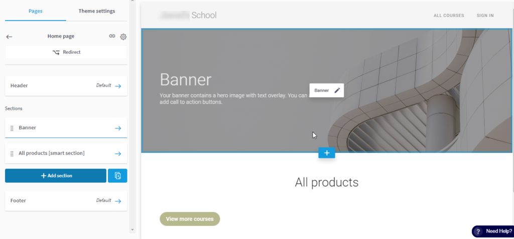 Thinkfic page for selection themes for website builder