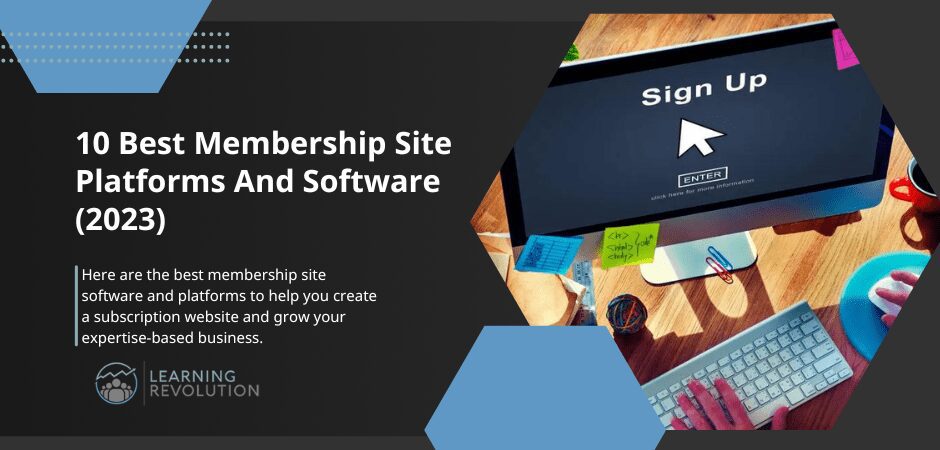 Graphic with the words "10 Best Membership Site Platforms and Software (2023)"