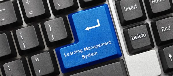 Keyboard Learning Management System (blue key) - online course platforms concept