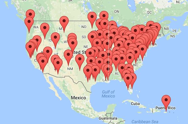 Image of Google map of ATD Chapters
