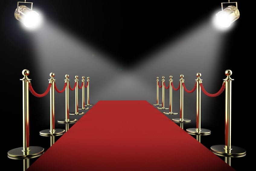 Image of red carpet with spot lights