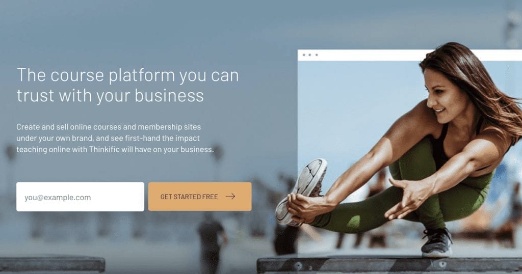 Email sign up page featuring a woman doing yoga