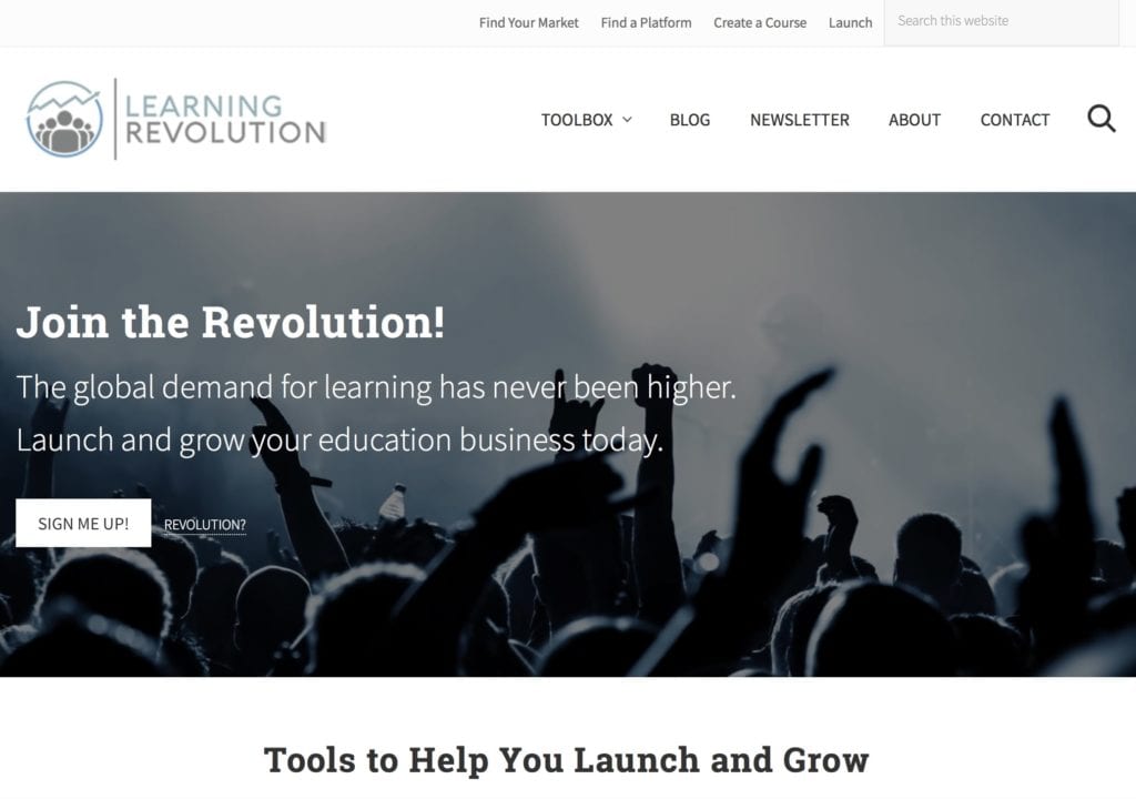 Screenshot of Learning Revolution Web site