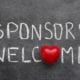 Chalkboard with Sponsors Welcome. Sponsors for masterclass concept