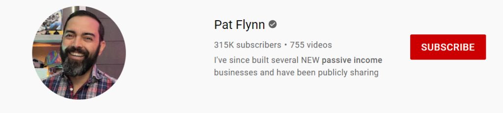 Screenshot of Pat Flynn's YouTube header