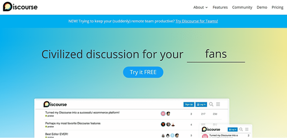 Discourse home page