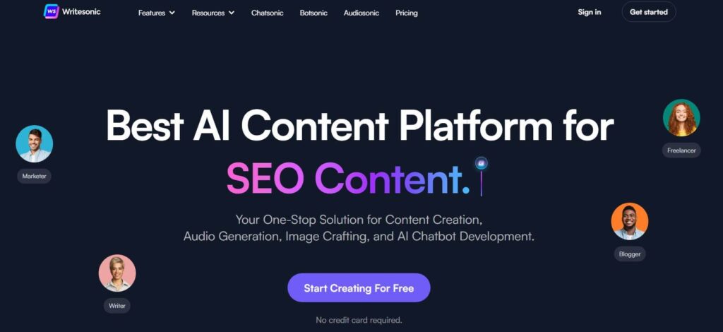 Writesonic homepage
Best AI Content Platform for SEO Content