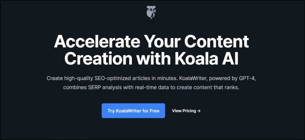 Koala homepage
Blue botton to Try KoalaWriter for Free
