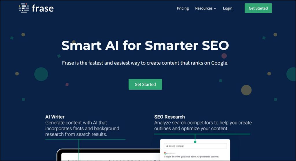 Frase homepage
Pricing Resources Login
Smart AI for Smarter SEO
Get Started