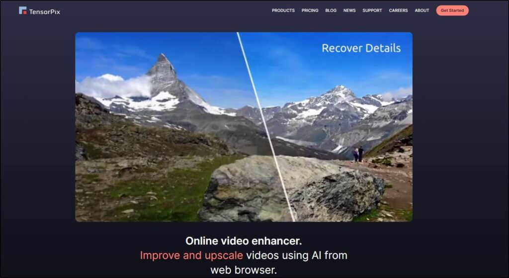 screenshot of mountains with an online video enhancer