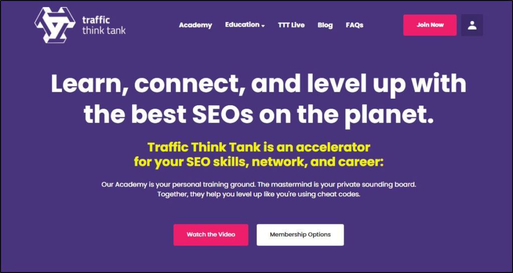 Traffic Think Tahnk homepage Join Now button
Membership options button