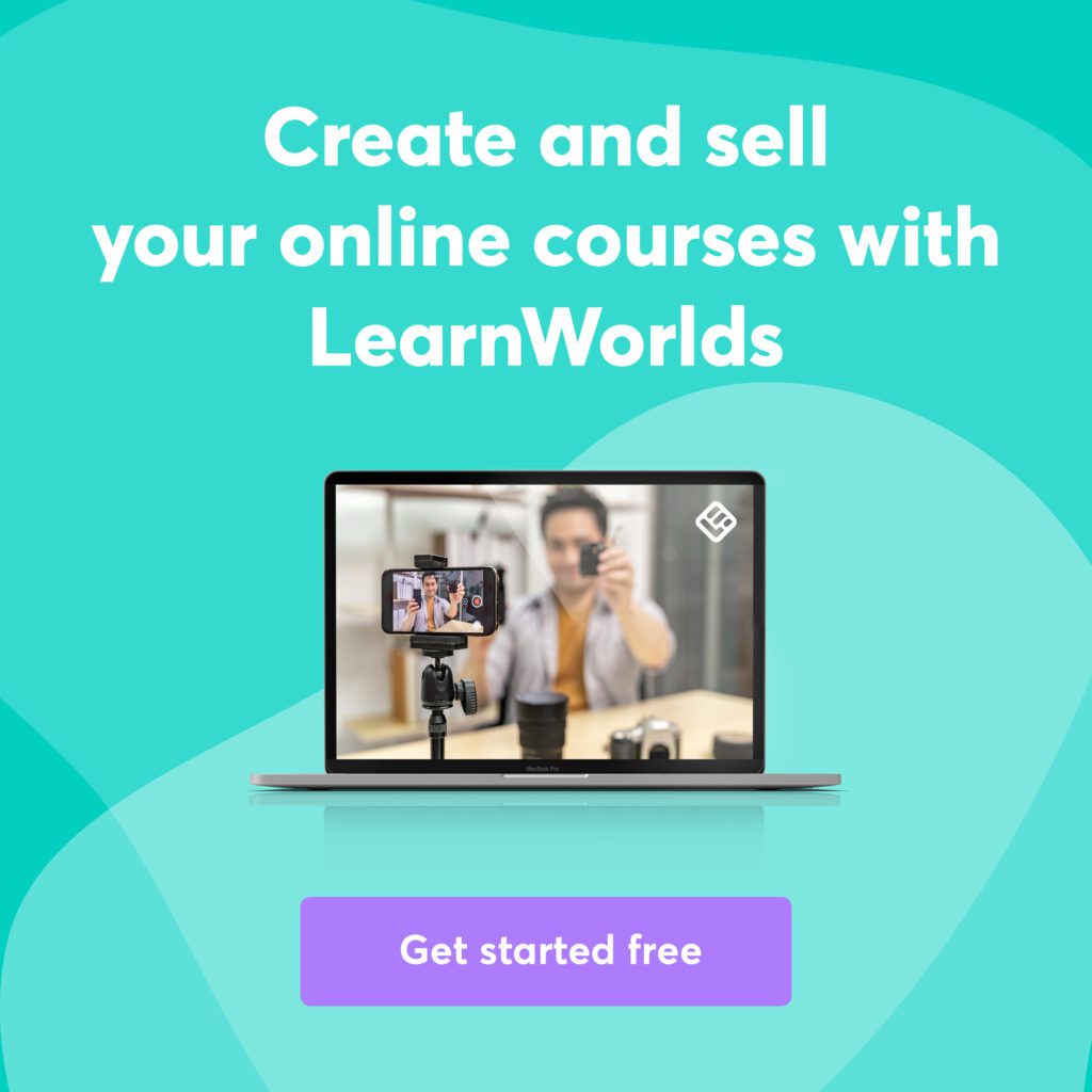 LearnWorlds "Create and sell your online courses with LearnWorlds. Get started free" graphic