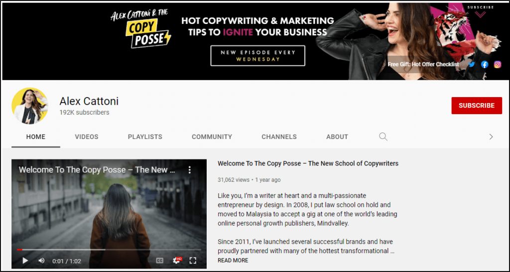 Alex Cattoni & the Copy Posse YouTube page