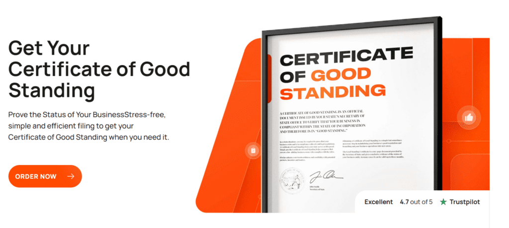 certificate of good standing order now button