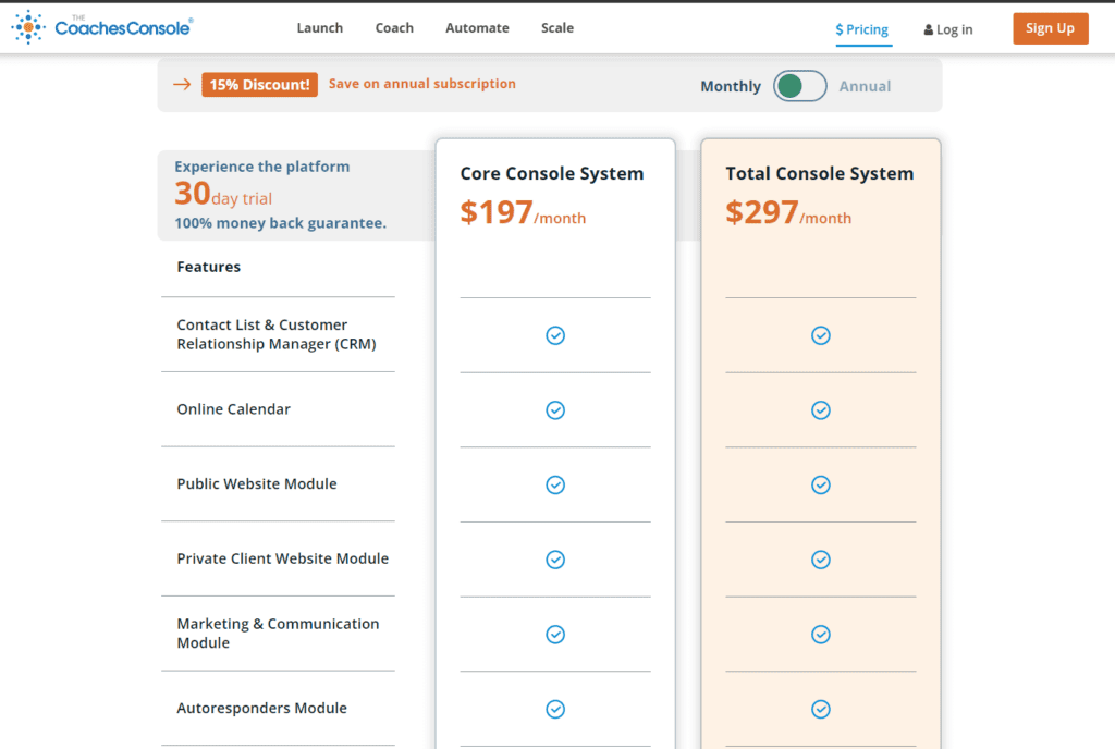 pricing with three columns
30 day trial
$197 month
$297 month