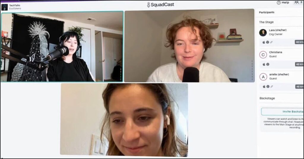 3 people on screen in SquadCast