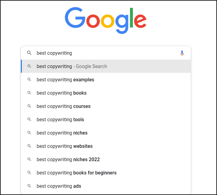 Google search - best copywriting