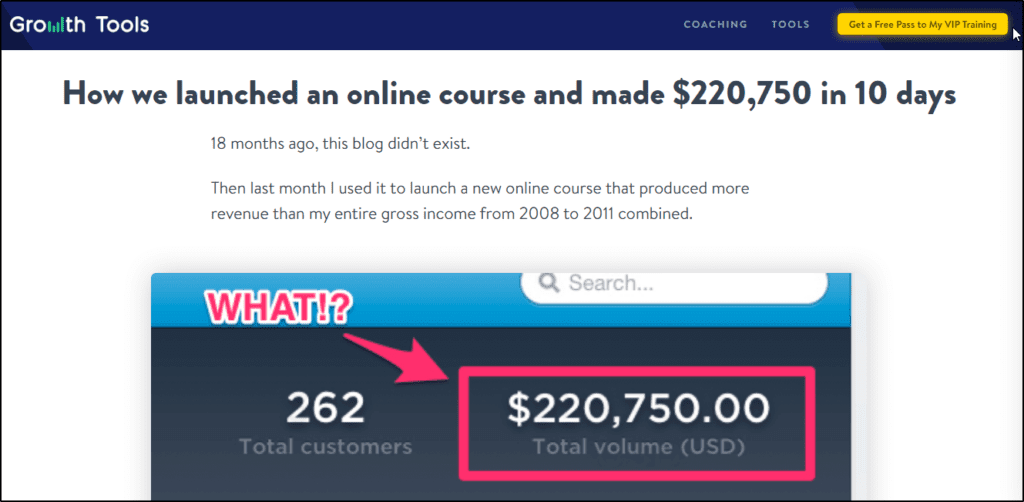 Growth Tools blog - How we launched an online course and made $220,750 in 10 days