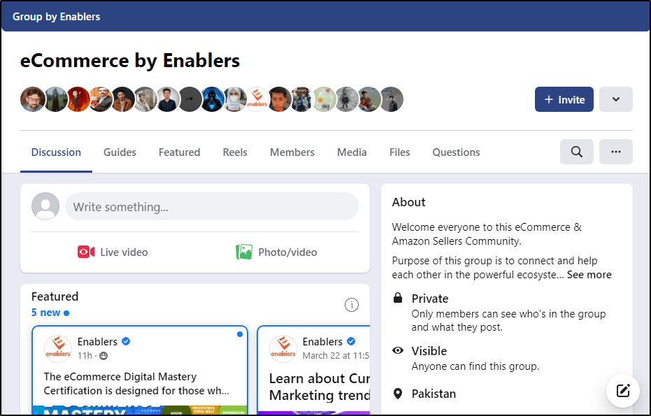 eCommerce by Enablers Facebook Group discussion page