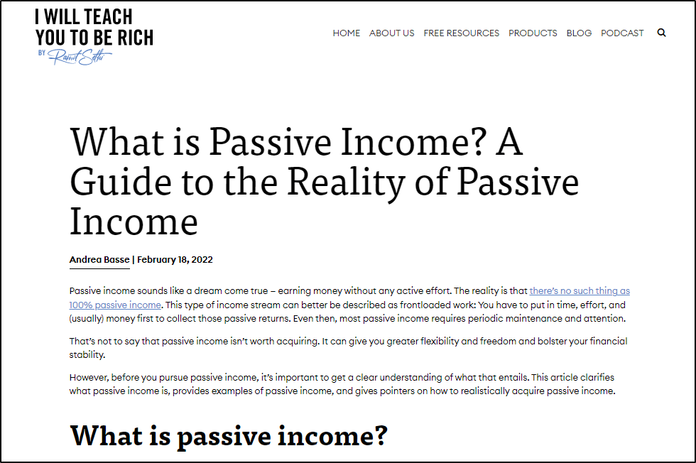 I Will Teach You to Be Rich - What is Passive Income? A Guide to the Reality of Passive Income
