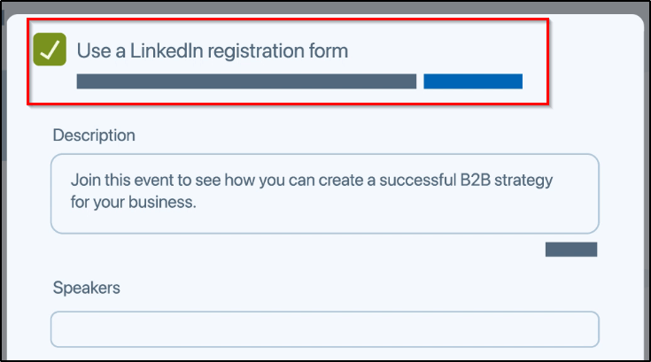 box around "Use a LinkedIn registration form"