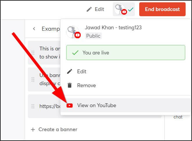 Red arrow pointing to View on YouTube