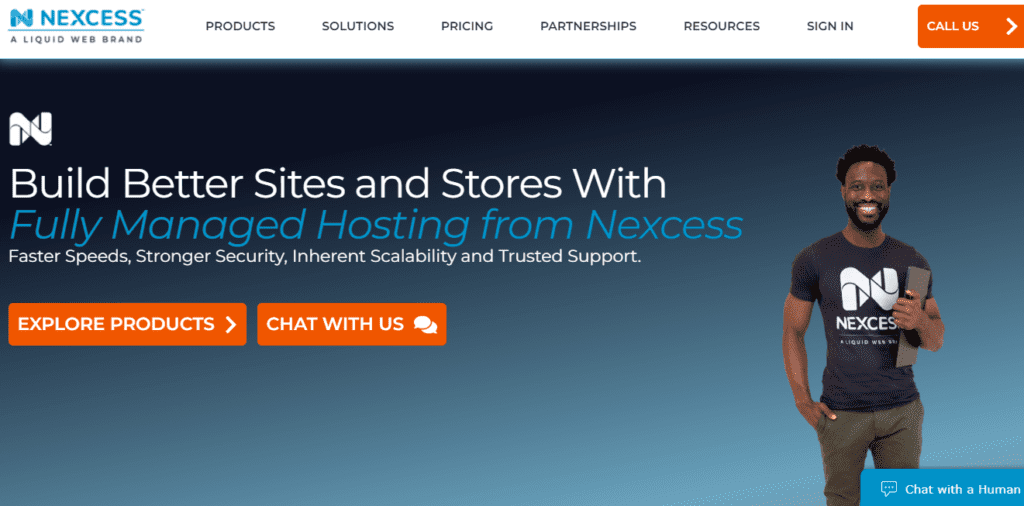 Nexcess Web Page -"Build Better Sites and Stores With Fully Managed Hosting from Nexcess"