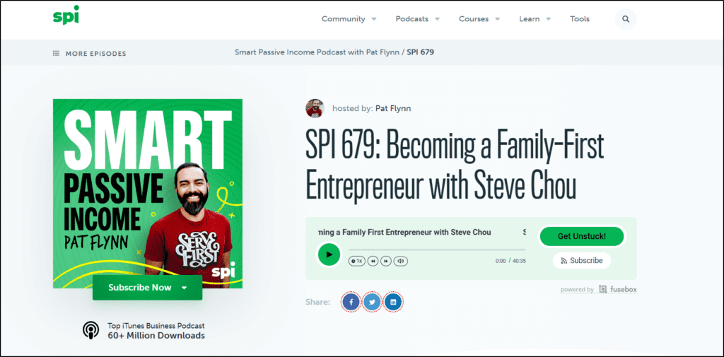 Screenshot of SPI 679: Becoming a Family-First Entrepreneur with Steve Chou