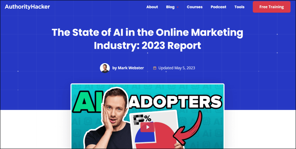 AuthorityHacker The State of AI in the Online Marketing Industry: 2024 REport Podcast webpage