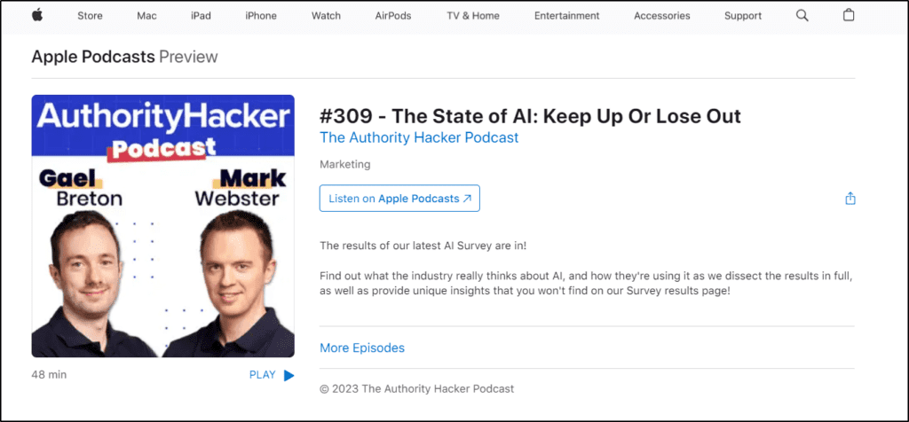 Apple Podcasts Preview of Authority Hackers #309 - The State of AI: Keep Up or Lose Out