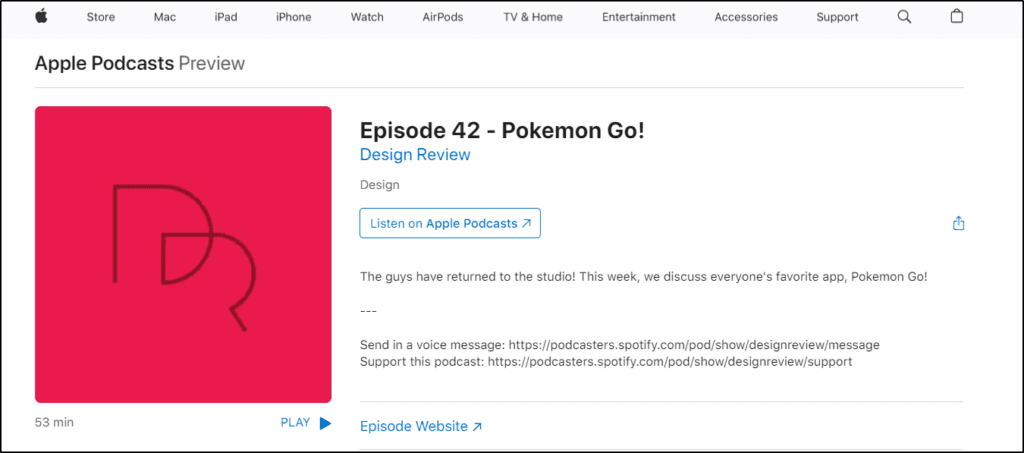Apple Podcasts Preview of Design Review Episode 42: Pokemon Go!