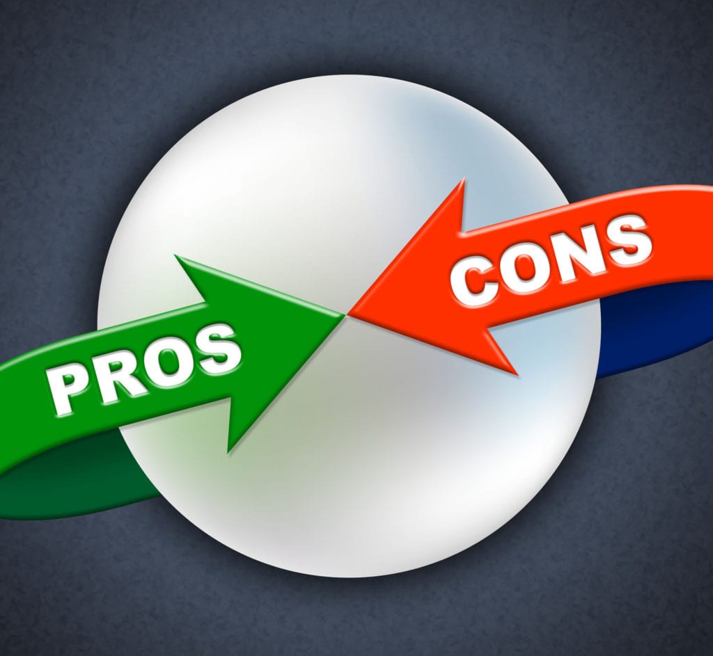 Pros Cons Are around circle representing Agreeing And Denial