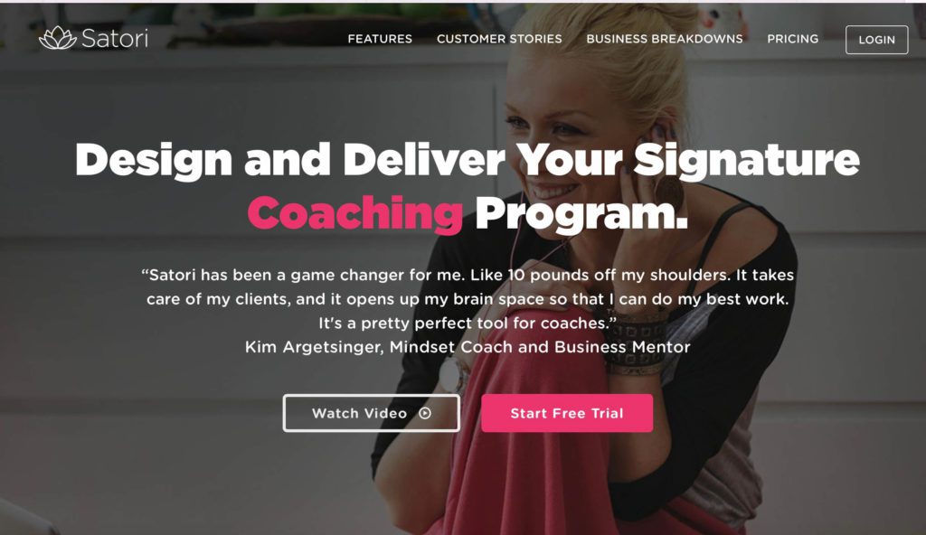 Satori home page: Design and Deliver Your Signature Coaching Program.