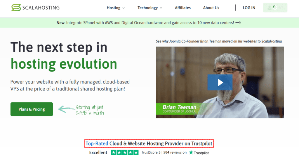 Scalahosting Web Page -The next step in hosting evolution-Plans & Pricing