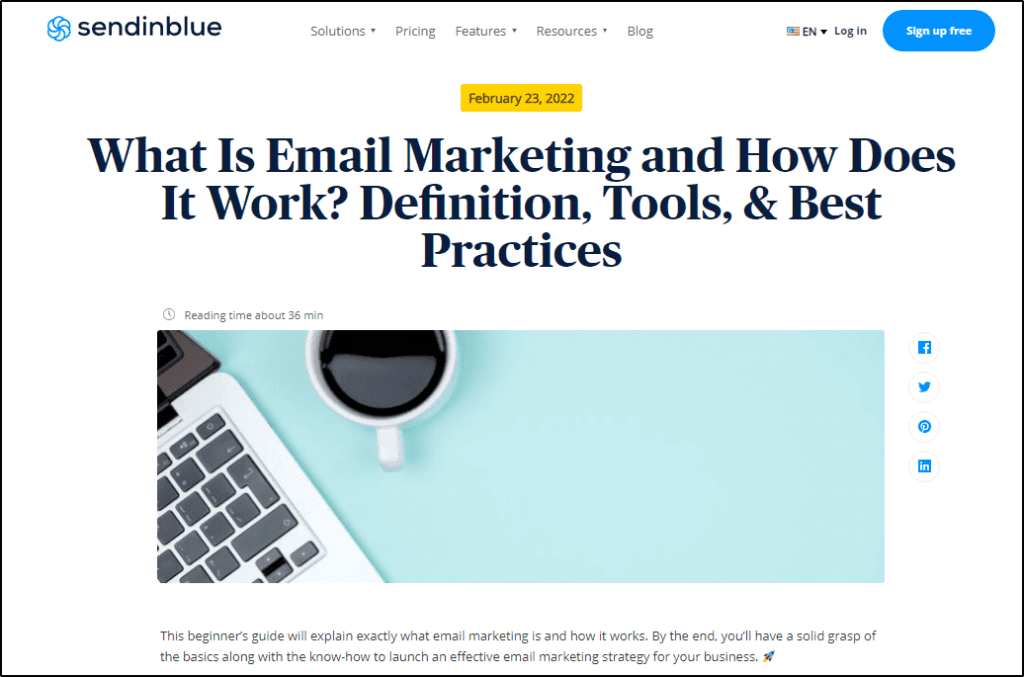 post in Sendinblue -"What Is Email Marketing and How Does It Work"