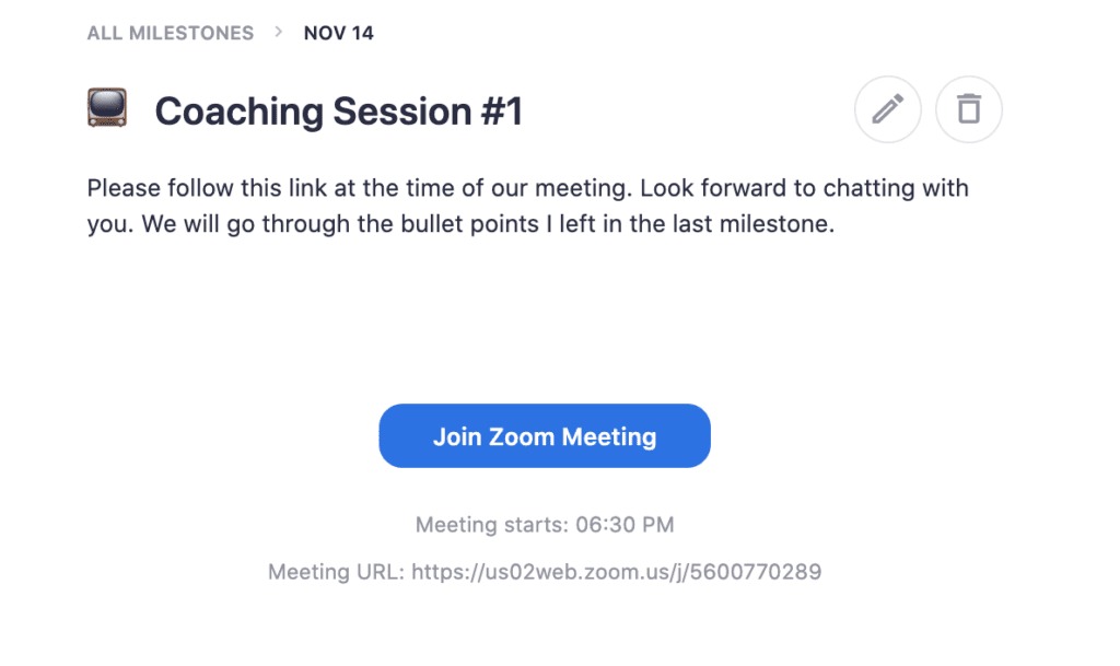 Coaching Session join zoom meeting link