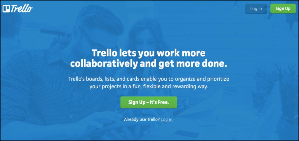 Trello home page