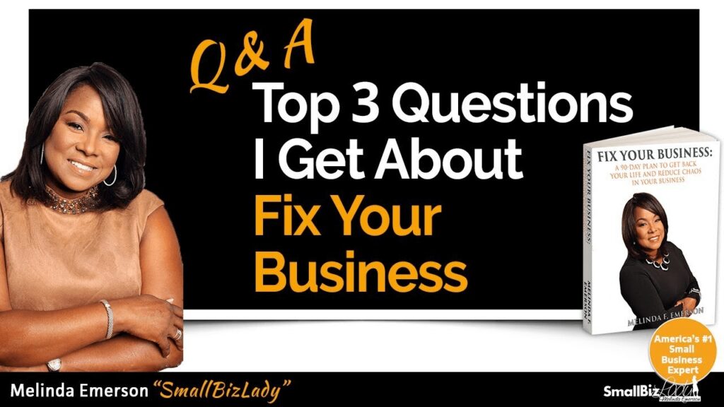 Image of Melinda Emerson with Fix Your Business book cover promoting a Q&A
