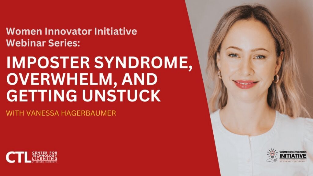 IMage of a Vanessa Hagerbaumer with text that says Women Innovator Initiative Webinar Series