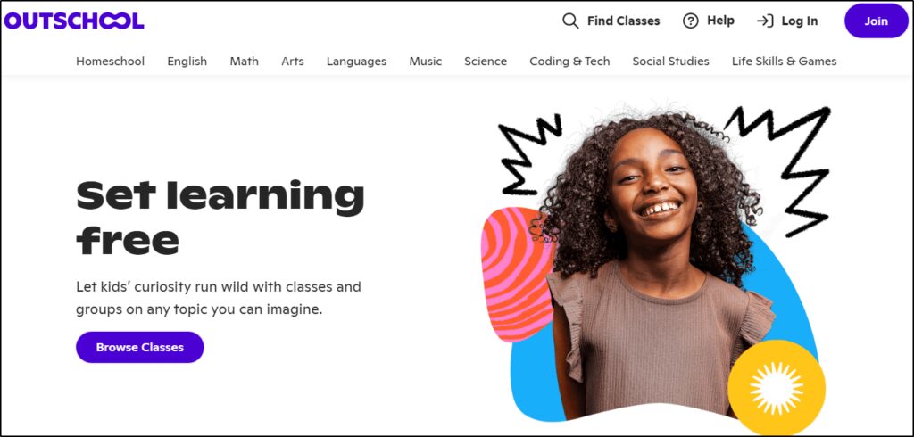 Outschool home page - Set learning free: Let kids' curiosity run wild with classes and groups on any topic you can imagine