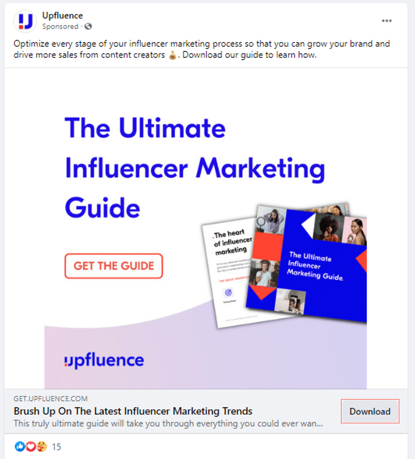 Upfluence Influencer Marketing Guide landing page