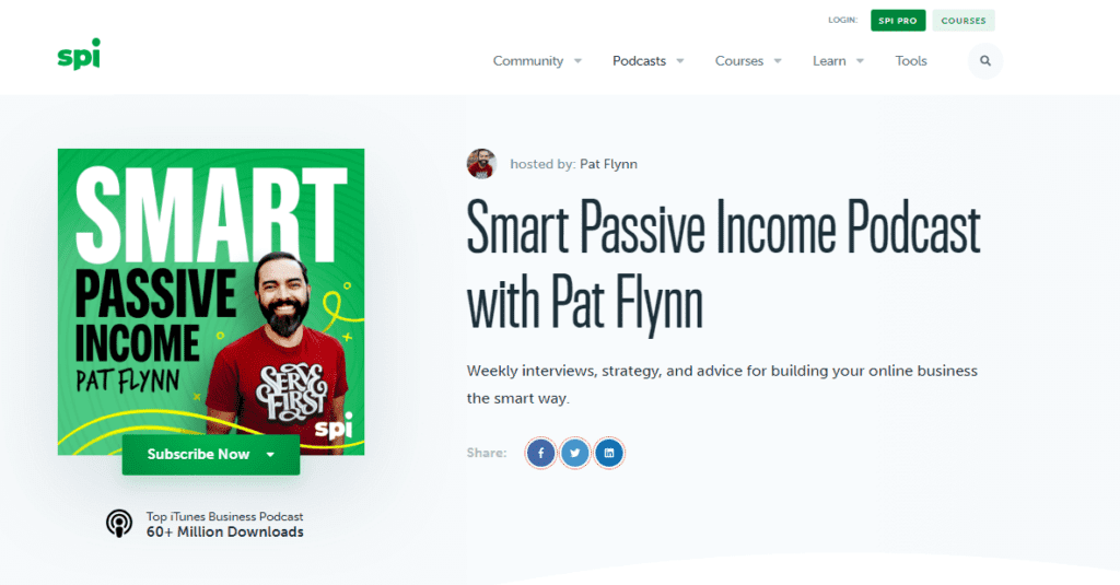 Screenshot of Smart Passive Income Podcast with Pat Flynn on spi 
