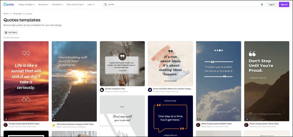 canva images of quotable templates with quotes on them and different backgrounds