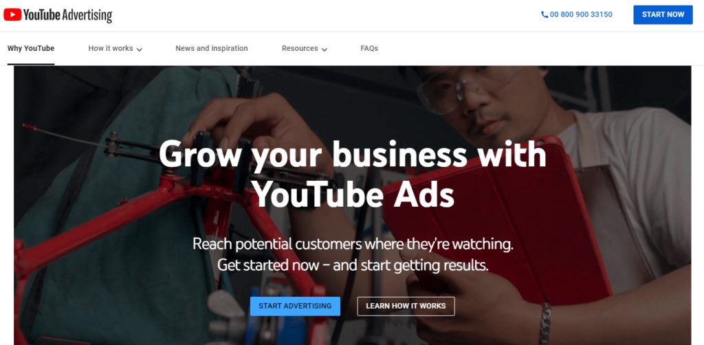 YouTube Advertising home page Grow your business with YouTube Ads