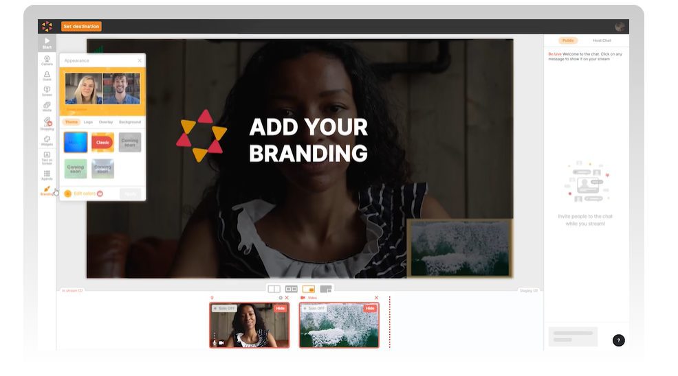 Be.Live customization options for their live streaming platform