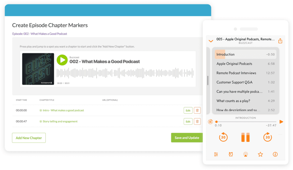 Episode Chapter Markers for BuzzSprout best podcast hosting platforms