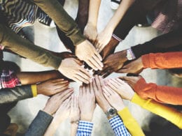Group of Diverse Hands Together for Community Platforms Concept